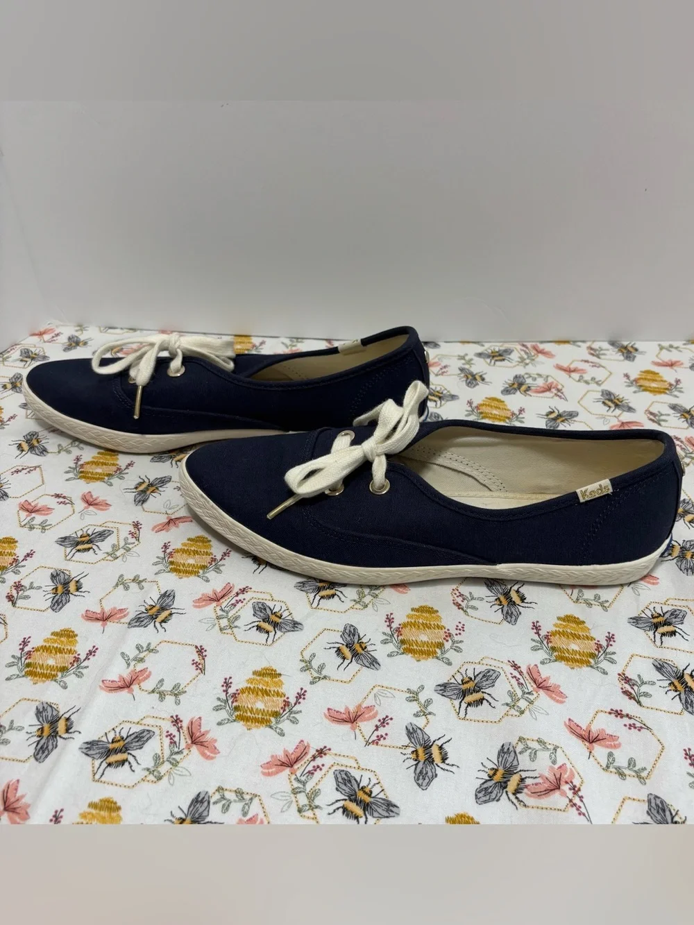 kate spade collaboration with Keds Navy Canvas Sneakers with Cream Accents